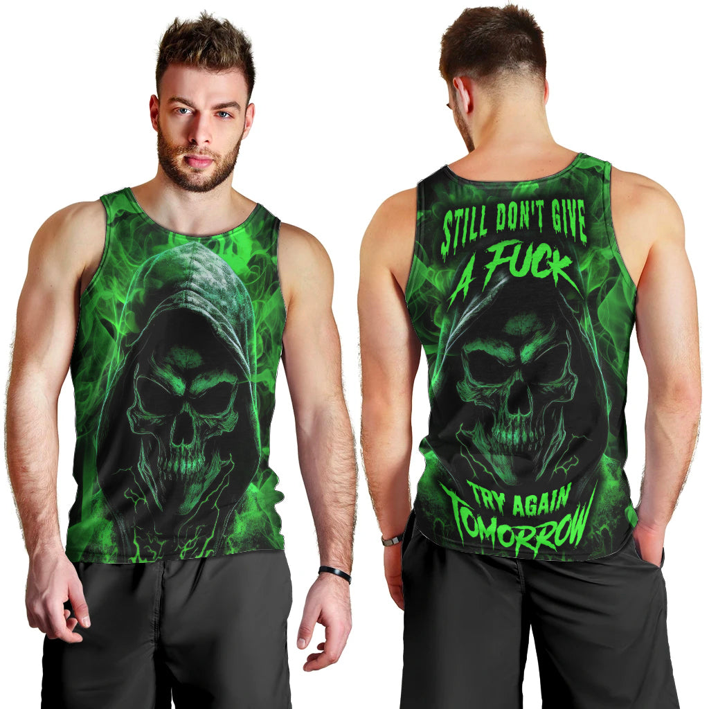 Skull Men Tank Top Try Again Tomorrow - Wonder Print Shop