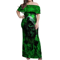 Skull Off Shoulder Maxi Dress Try Again Tomorrow - Wonder Print Shop