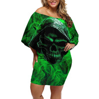 Skull Off Shoulder Short Dress Try Again Tomorrow - Wonder Print Shop