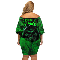 Skull Off Shoulder Short Dress Try Again Tomorrow - Wonder Print Shop