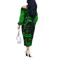 Skull Off The Shoulder Long Sleeve Dress Try Again Tomorrow - Wonder Print Shop