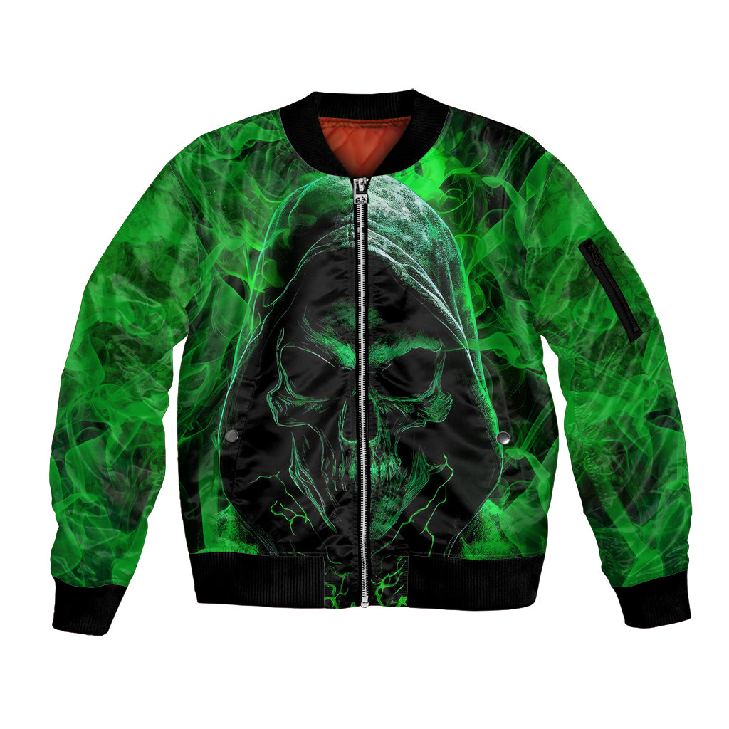 Skull Sleeve Zip Bomber Jacket Try Again Tomorrow - Wonder Print Shop