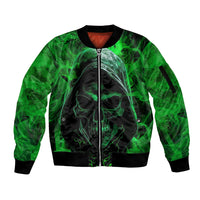 Skull Sleeve Zip Bomber Jacket Try Again Tomorrow - Wonder Print Shop