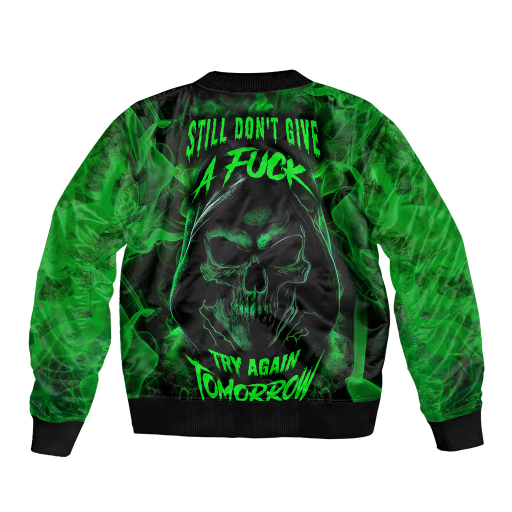 Skull Sleeve Zip Bomber Jacket Try Again Tomorrow - Wonder Print Shop