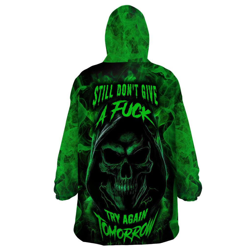 Skull Wearable Blanket Hoodie Try Again Tomorrow - Wonder Print Shop