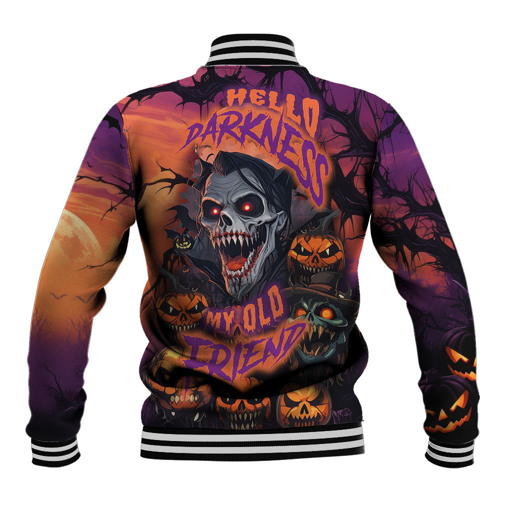 Halloween Skull Baseball Jacket Hello Darkness My Old Friend - Wonder Print Shop