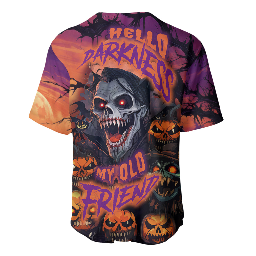 Halloween Skull Baseball Jersey Hello Darkness My Old Friend - Wonder Print Shop