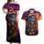 Halloween Skull Couples Matching Off Shoulder Maxi Dress and Hawaiian Shirt Hello Darkness My Old Friend - Wonder Print Shop
