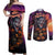 Halloween Skull Couples Matching Off Shoulder Maxi Dress and Long Sleeve Button Shirts Hello Darkness My Old Friend - Wonder Print Shop
