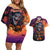 Halloween Skull Couples Matching Off Shoulder Short Dress and Hawaiian Shirt Hello Darkness My Old Friend - Wonder Print Shop