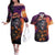 Halloween Skull Couples Matching Off The Shoulder Long Sleeve Dress and Hawaiian Shirt Hello Darkness My Old Friend - Wonder Print Shop