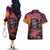 Halloween Skull Couples Matching Off The Shoulder Long Sleeve Dress and Hawaiian Shirt Hello Darkness My Old Friend - Wonder Print Shop