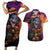 Halloween Skull Couples Matching Short Sleeve Bodycon Dress and Hawaiian Shirt Hello Darkness My Old Friend - Wonder Print Shop