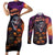 Halloween Skull Couples Matching Short Sleeve Bodycon Dress and Long Sleeve Button Shirts Hello Darkness My Old Friend - Wonder Print Shop
