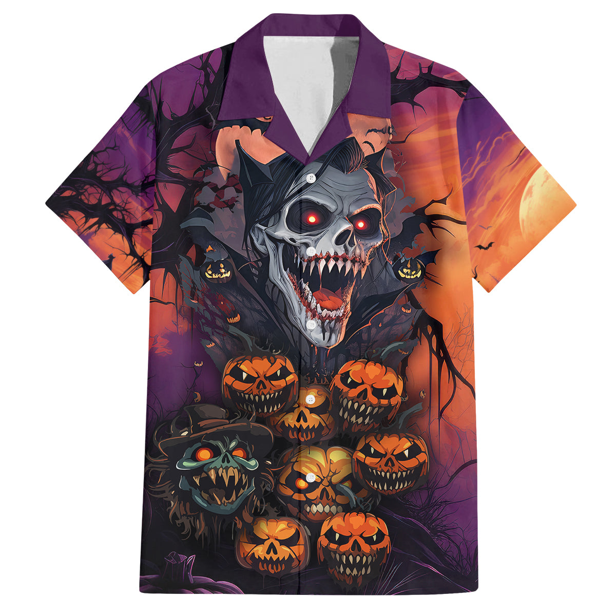 Halloween Skull Family Matching Off Shoulder Long Sleeve Dress and Hawaiian Shirt Hello Darkness My Old Friend - Wonder Print Shop
