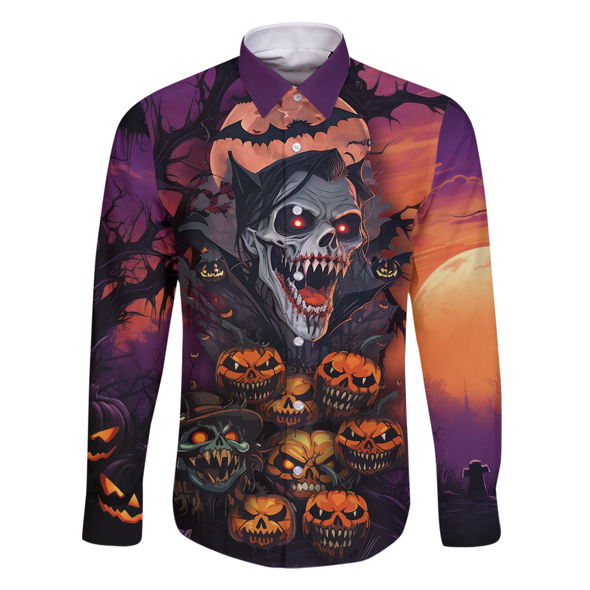 Halloween Skull Family Matching Off Shoulder Long Sleeve Dress and Hawaiian Shirt Hello Darkness My Old Friend - Wonder Print Shop