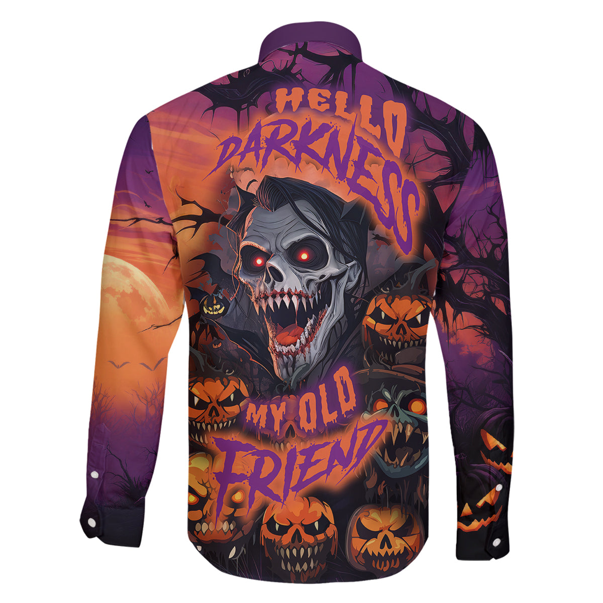 Halloween Skull Family Matching Off Shoulder Short Dress and Hawaiian Shirt Hello Darkness My Old Friend - Wonder Print Shop