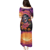 Halloween Skull Family Matching Puletasi Dress and Hawaiian Shirt Hello Darkness My Old Friend - Wonder Print Shop