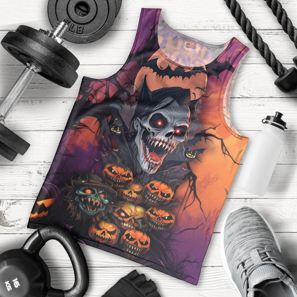 Halloween Skull Men Tank Top Hello Darkness My Old Friend - Wonder Print Shop