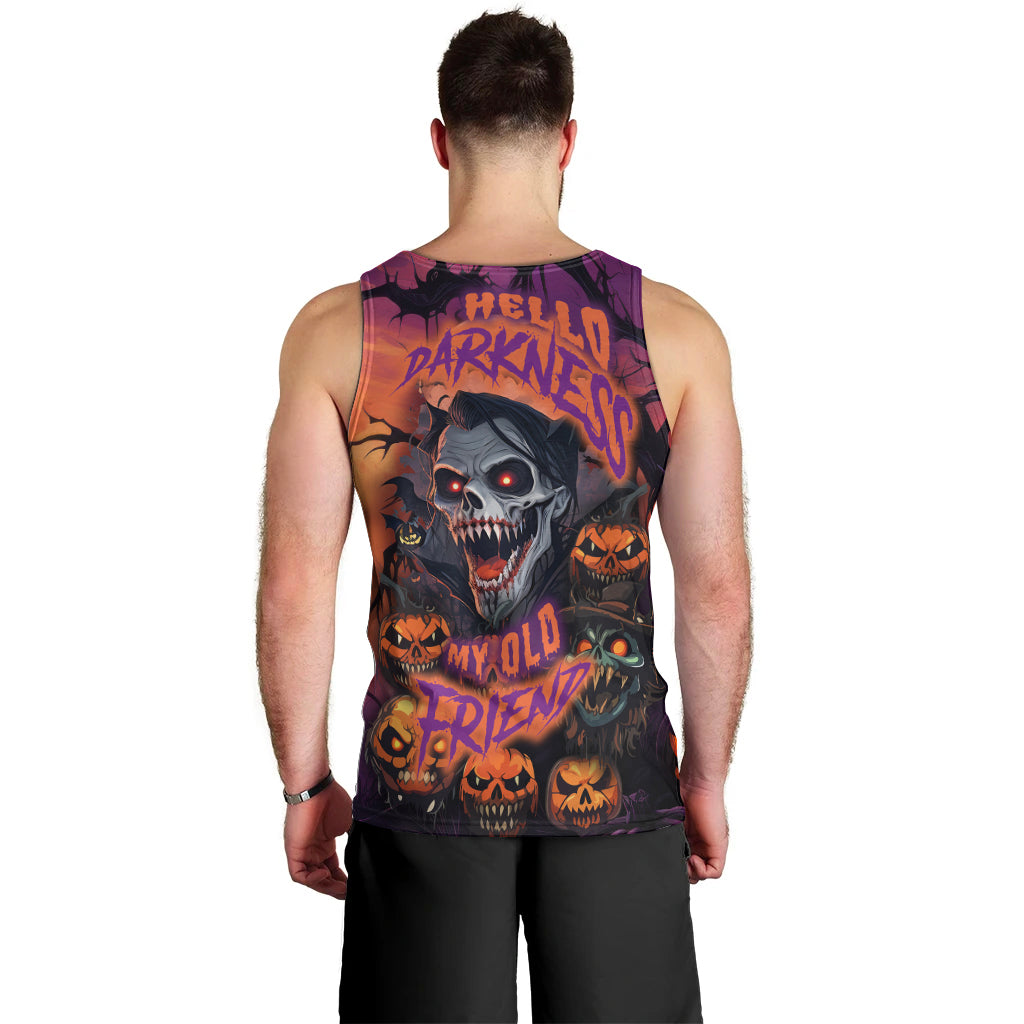 Halloween Skull Men Tank Top Hello Darkness My Old Friend - Wonder Print Shop