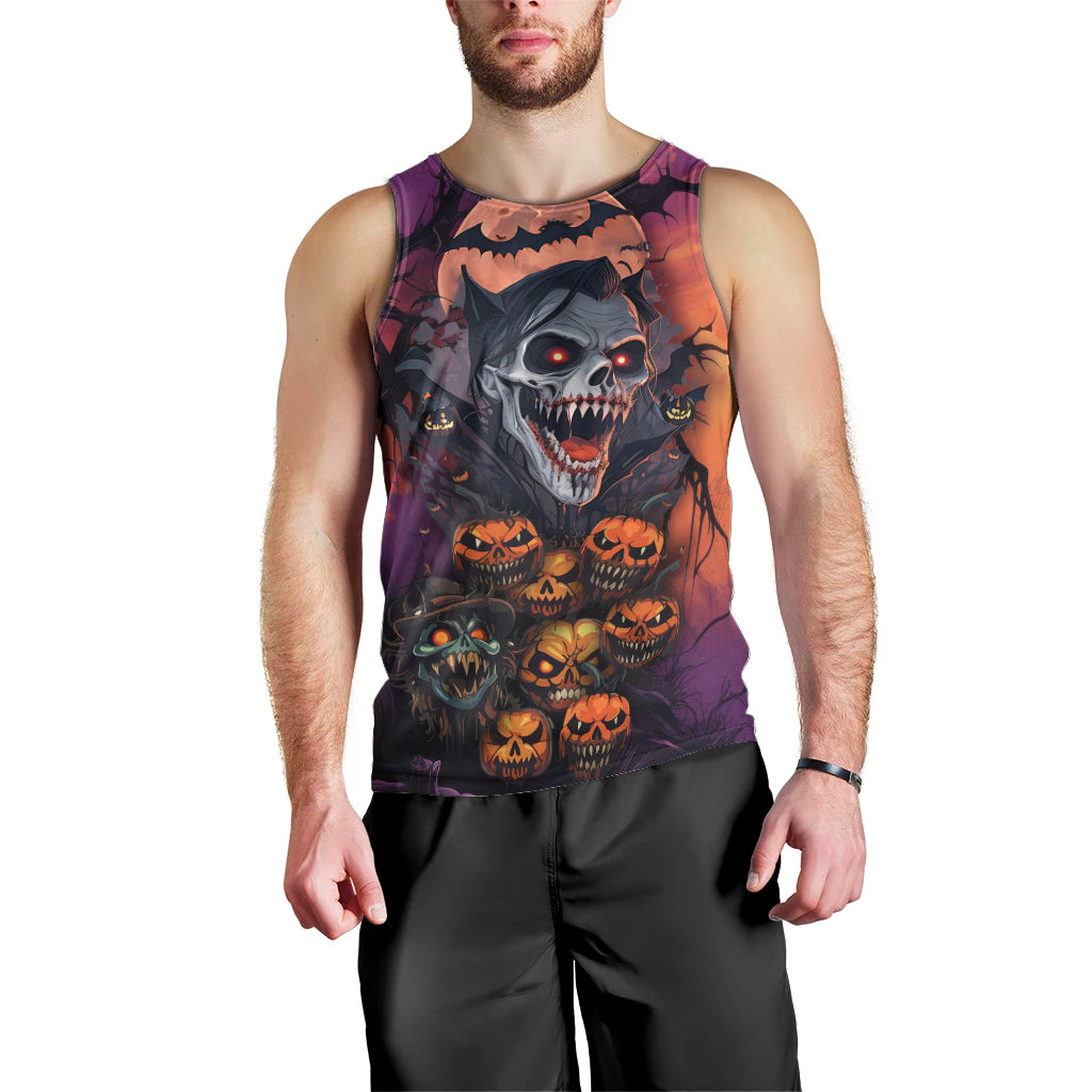 Halloween Skull Men Tank Top Hello Darkness My Old Friend - Wonder Print Shop