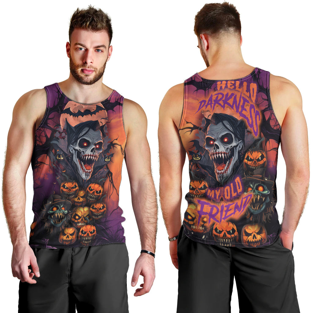 Halloween Skull Men Tank Top Hello Darkness My Old Friend - Wonder Print Shop