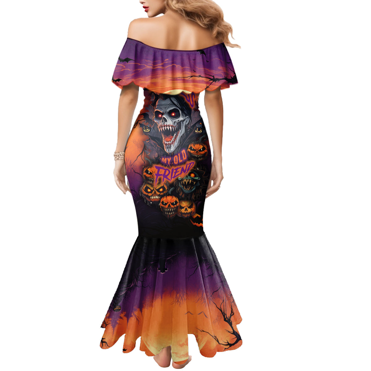 Halloween Skull Mermaid Dress Hello Darkness My Old Friend - Wonder Print Shop