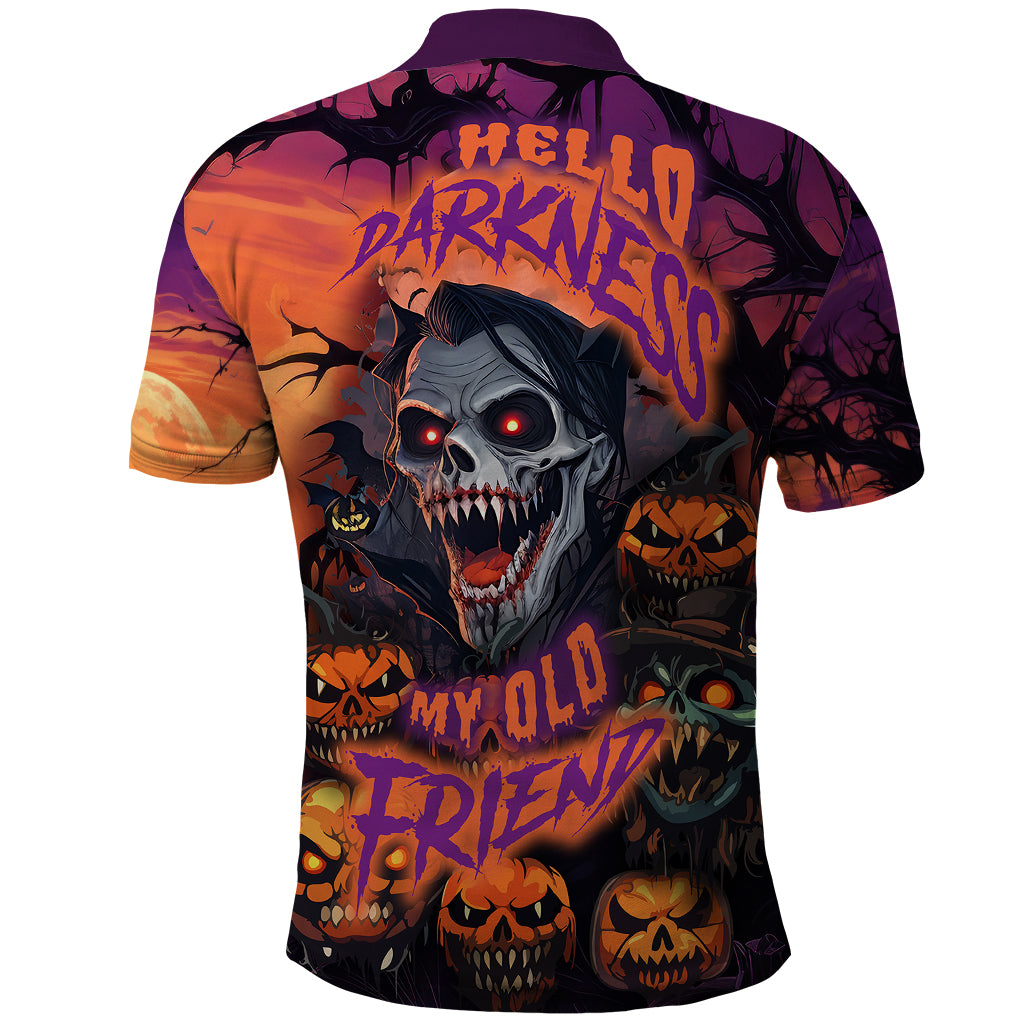 Halloween Skull Polo Shirt Hello Darkness My Old Friend - Wonder Print Shop