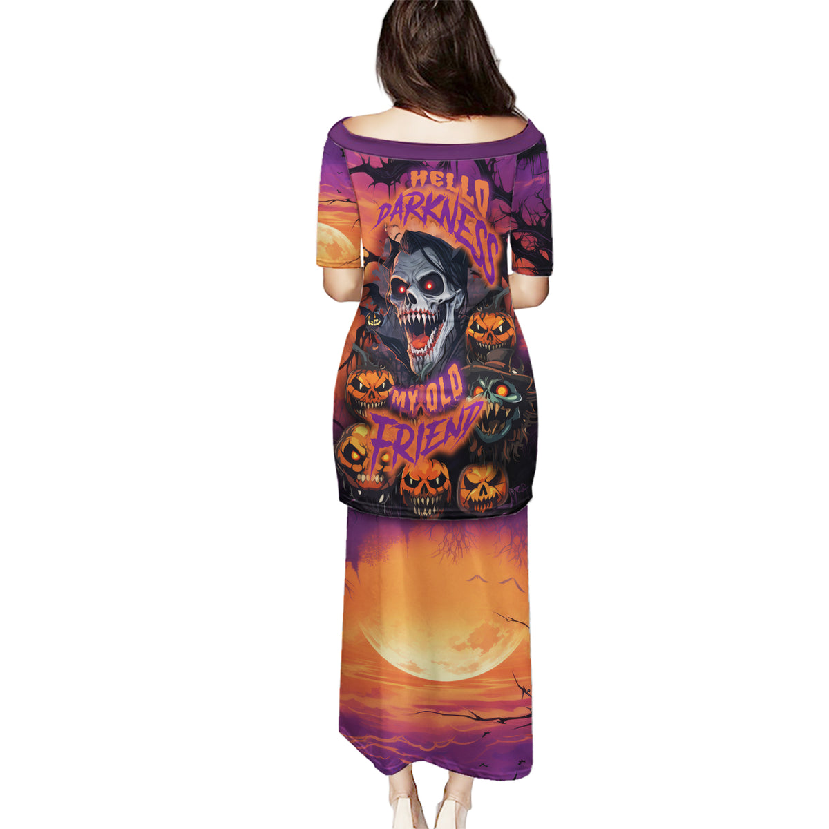 Halloween Skull Puletasi Hello Darkness My Old Friend - Wonder Print Shop