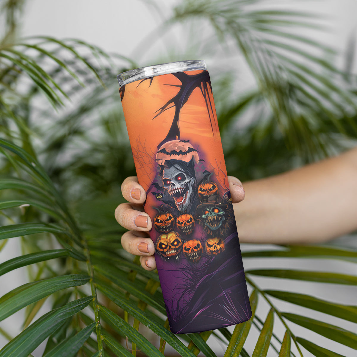 Halloween Skull Skinny Tumbler Hello Darkness My Old Friend - Wonder Print Shop