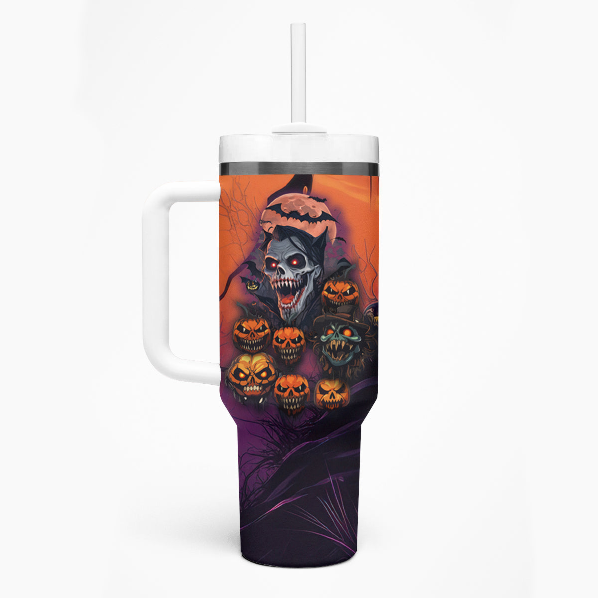 Halloween Skull Tumbler With Handle Hello Darkness My Old Friend - Wonder Print Shop