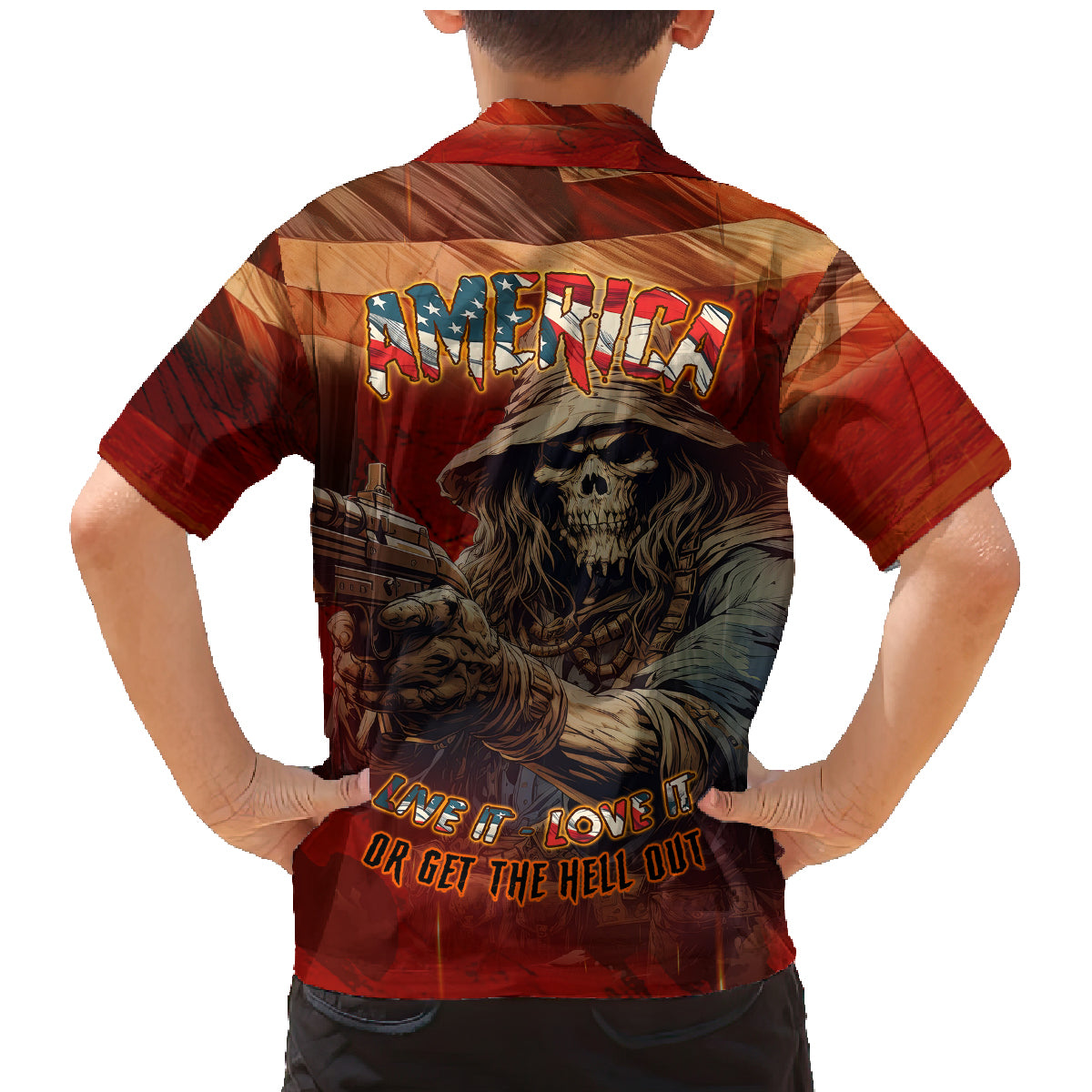 America Live It - Love It Or Get The Hell Out Family Matching Mermaid Dress and Hawaiian Shirt - Wonder Print Shop