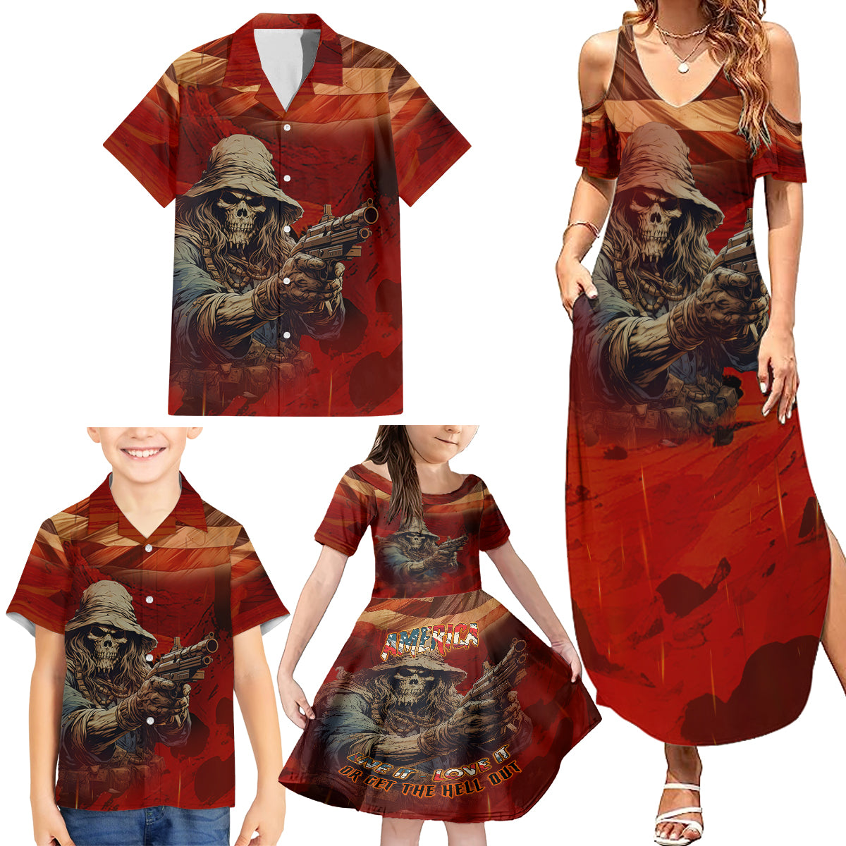 America Live It - Love It Or Get The Hell Out Family Matching Summer Maxi Dress and Hawaiian Shirt - Wonder Print Shop