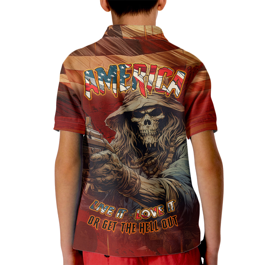 America Live It - Love It Or Get The Hell Out Kid Polo Shirt - Wonder Print Shop