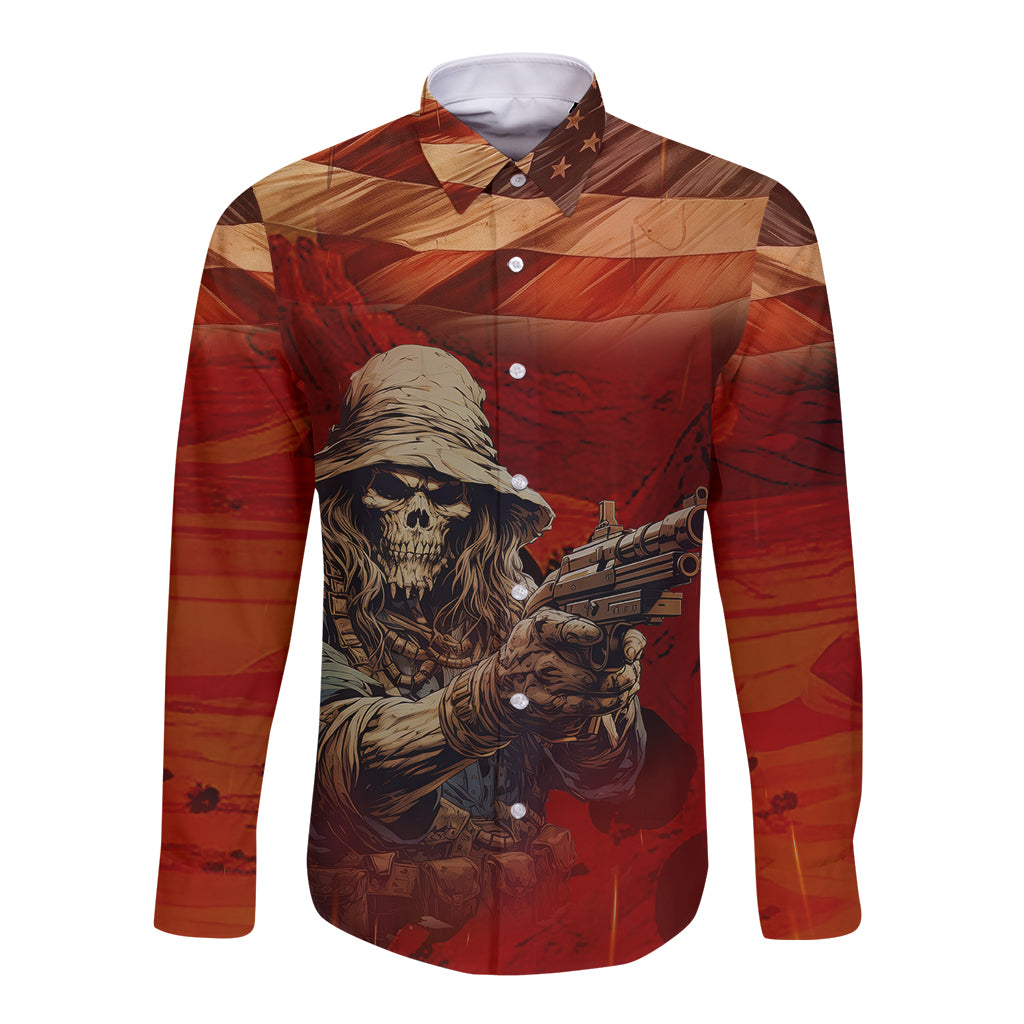 America Live It - Love It Or Get The Hell Out Long Sleeve Button Shirt - Wonder Print Shop