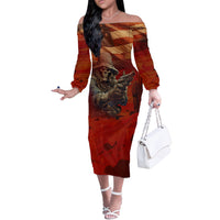 America Live It - Love It Or Get The Hell Out Off The Shoulder Long Sleeve Dress - Wonder Print Shop