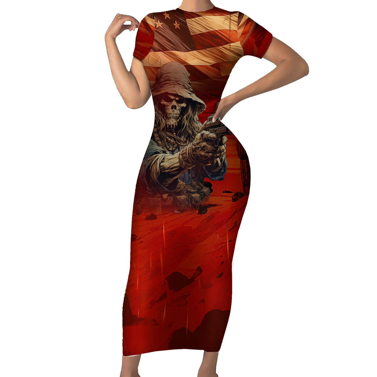 America Live It - Love It Or Get The Hell Out Short Sleeve Bodycon Dress - Wonder Print Shop