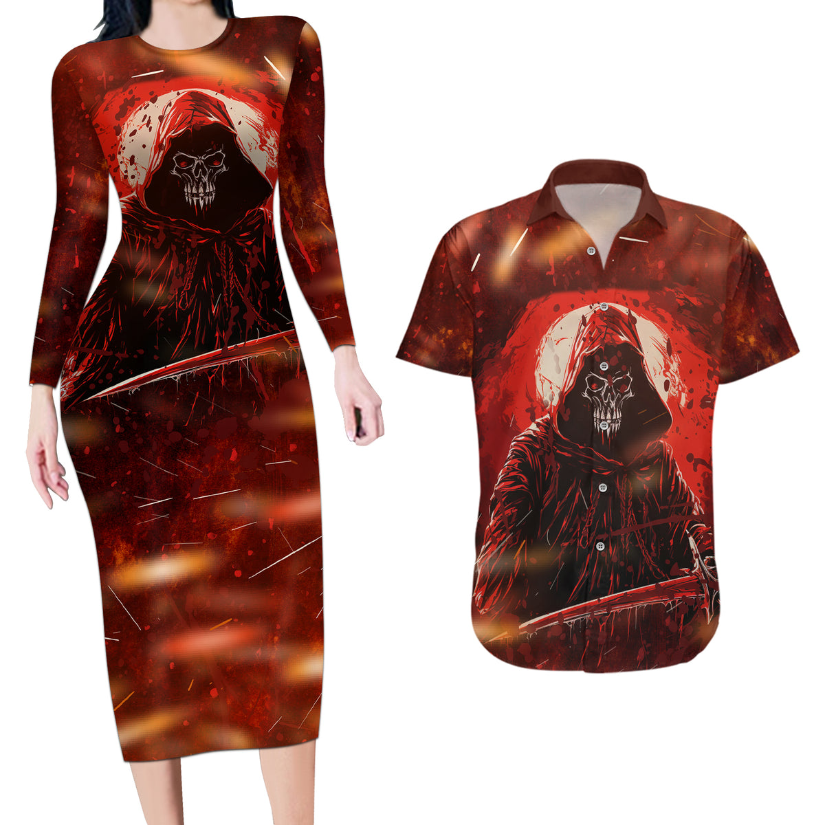 You Inspire My Inner Serial Killer Couples Matching Long Sleeve Bodycon Dress and Hawaiian Shirt - Wonder Print Shop