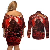You Inspire My Inner Serial Killer Couples Matching Off Shoulder Short Dress and Long Sleeve Button Shirts - Wonder Print Shop