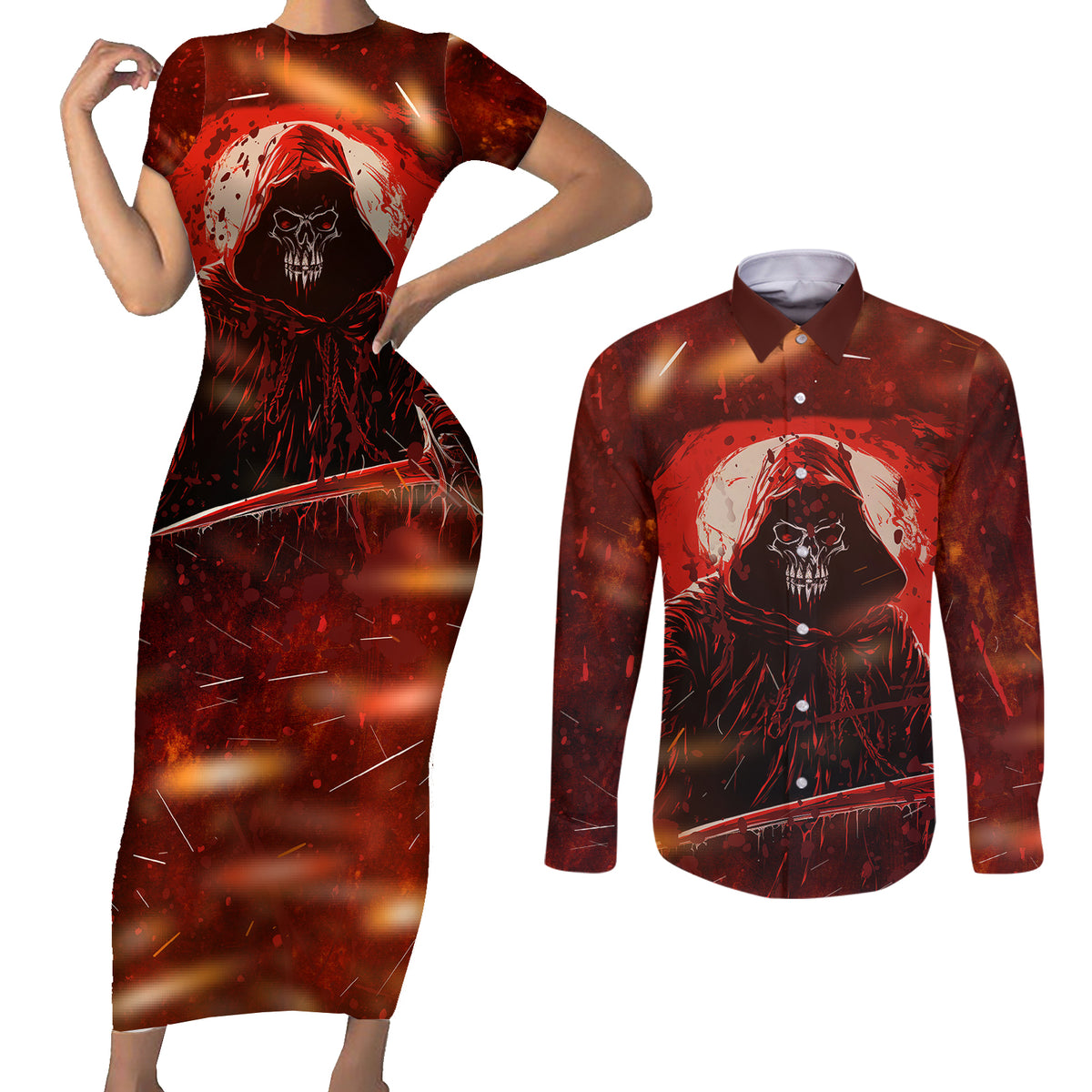 You Inspire My Inner Serial Killer Couples Matching Short Sleeve Bodycon Dress and Long Sleeve Button Shirts - Wonder Print Shop