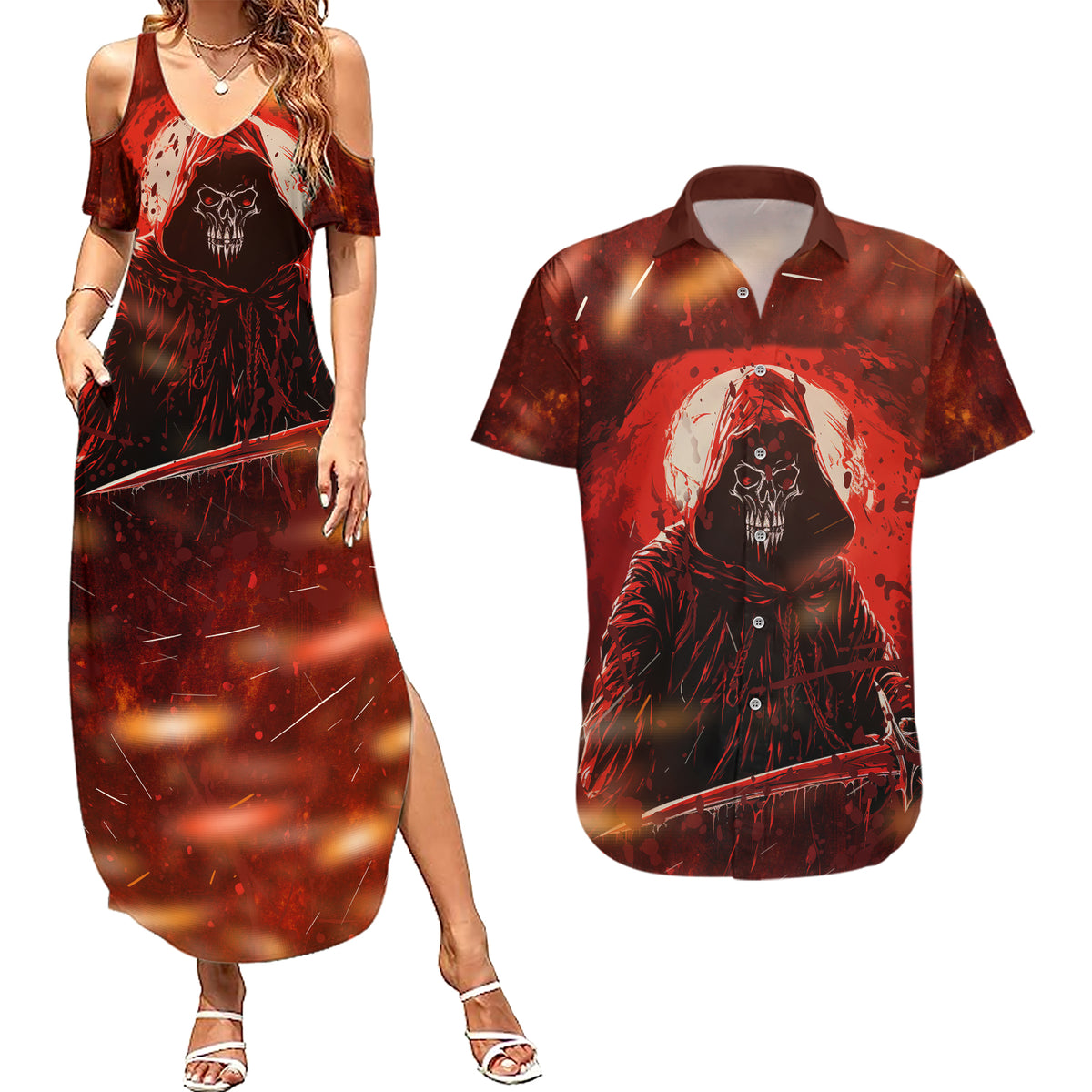 You Inspire My Inner Serial Killer Couples Matching Summer Maxi Dress and Hawaiian Shirt - Wonder Print Shop