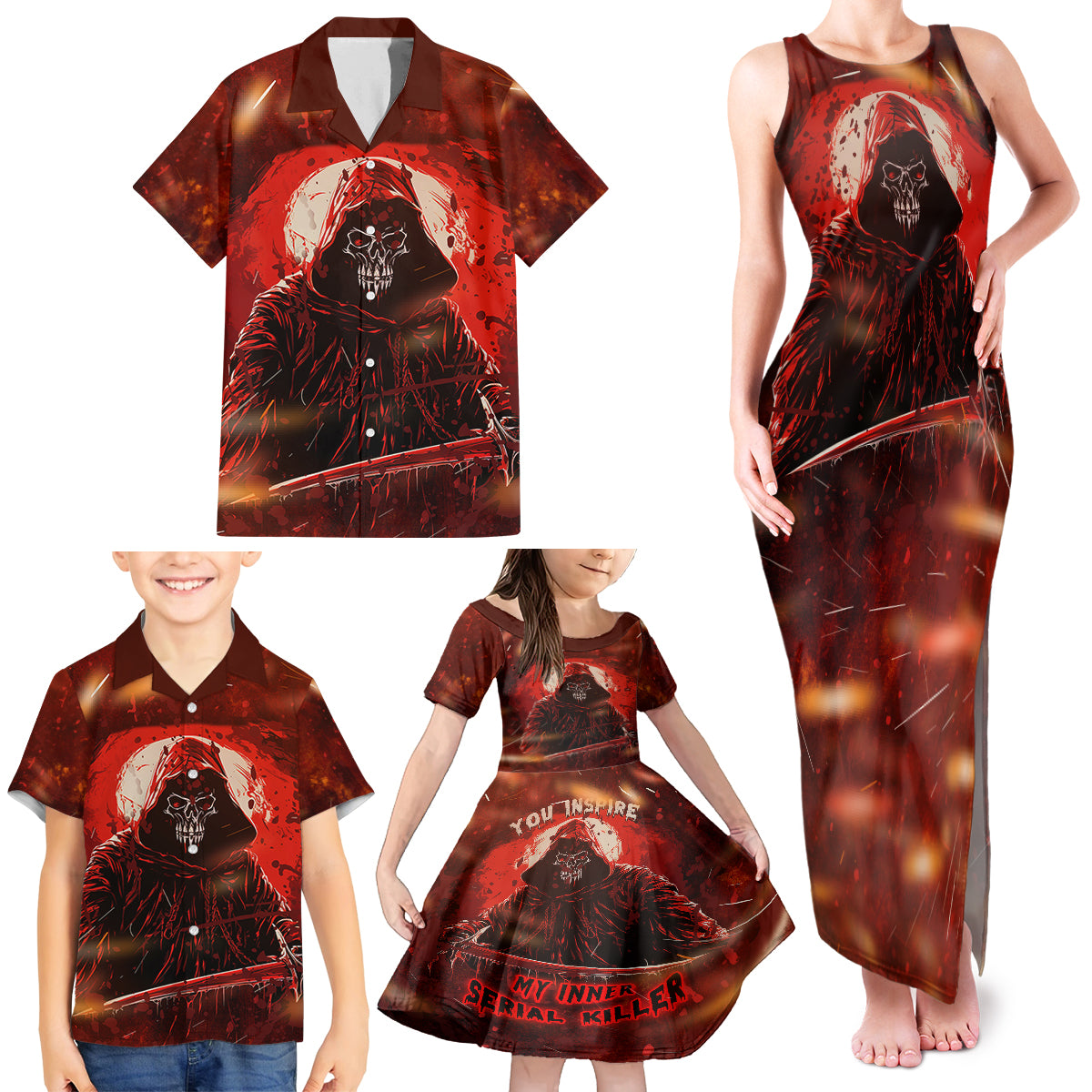 You Inspire My Inner Serial Killer Family Matching Tank Maxi Dress and Hawaiian Shirt - Wonder Print Shop