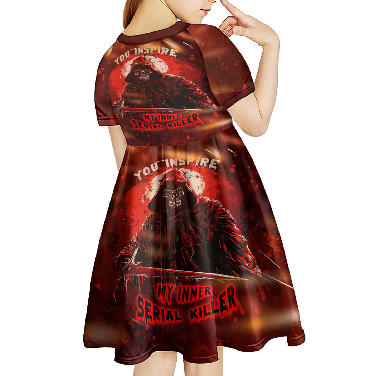 You Inspire My Inner Serial Killer Kid Short Sleeve Dress - Wonder Print Shop