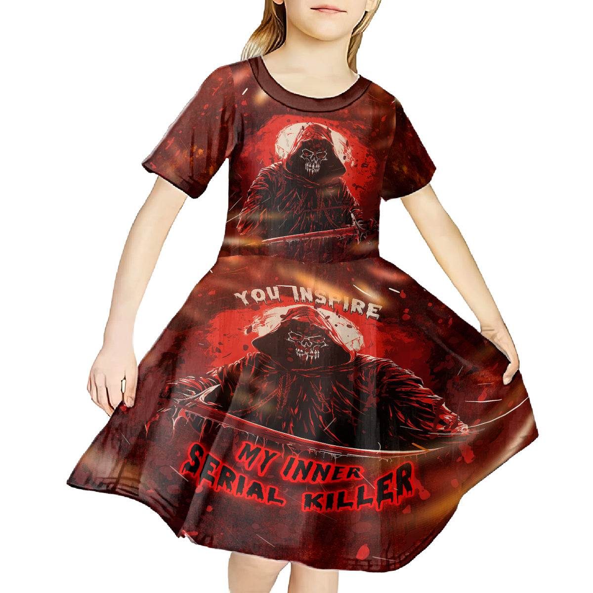 You Inspire My Inner Serial Killer Kid Short Sleeve Dress - Wonder Print Shop