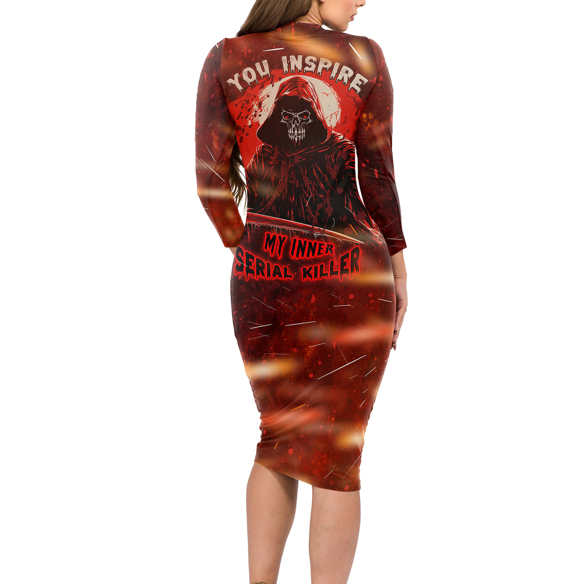 You Inspire My Inner Serial Killer Long Sleeve Bodycon Dress - Wonder Print Shop
