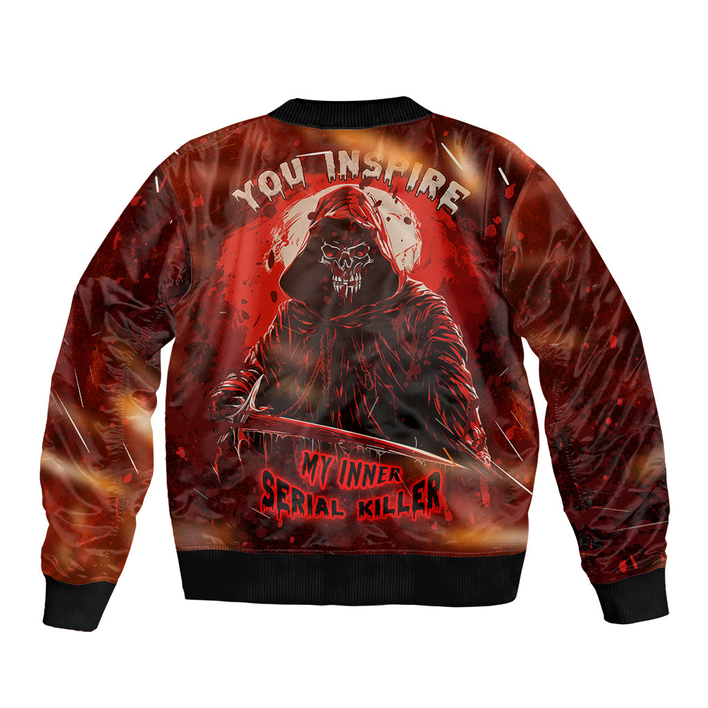 You Inspire My Inner Serial Killer Sleeve Zip Bomber Jacket - Wonder Print Shop