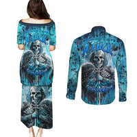 Skull Couples Matching Puletasi Dress and Long Sleeve Button Shirts Try Again Tomorrow - Wonder Print Shop