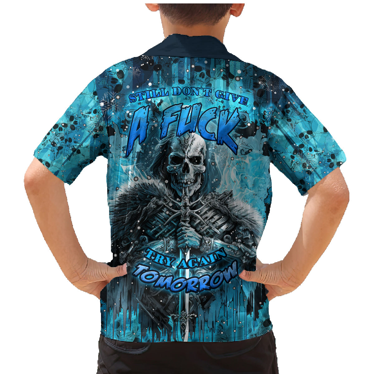 Skull Family Matching Mermaid Dress and Hawaiian Shirt Try Again Tomorrow - Wonder Print Shop