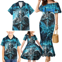 Skull Family Matching Mermaid Dress and Hawaiian Shirt Try Again Tomorrow - Wonder Print Shop