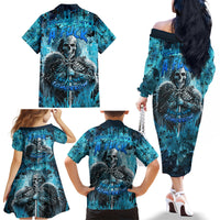 Skull Family Matching Off Shoulder Long Sleeve Dress and Hawaiian Shirt Try Again Tomorrow - Wonder Print Shop